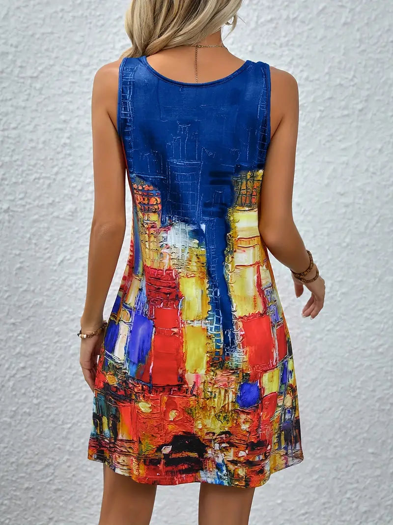 Vestido sem mangas Color Block