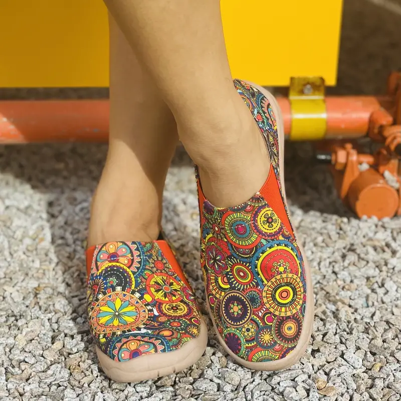 Sapatos de lona para mulheres, colorido da estampa floral