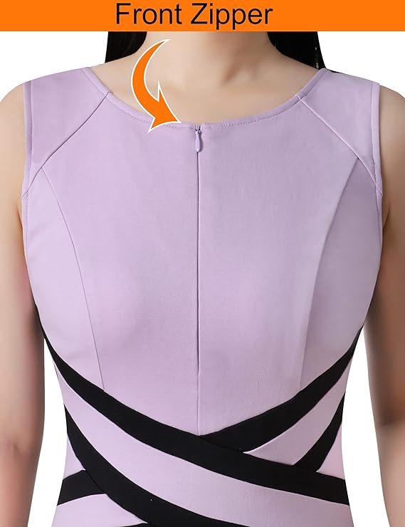 Vestido feminino com com zíper frontal, para trabalho, negócios, escritório, festa