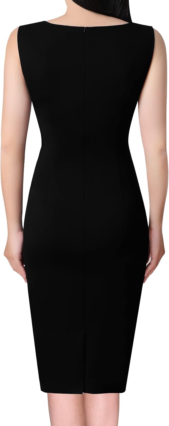 Vestido feminino com com zíper frontal, para trabalho, negócios, escritório, festa