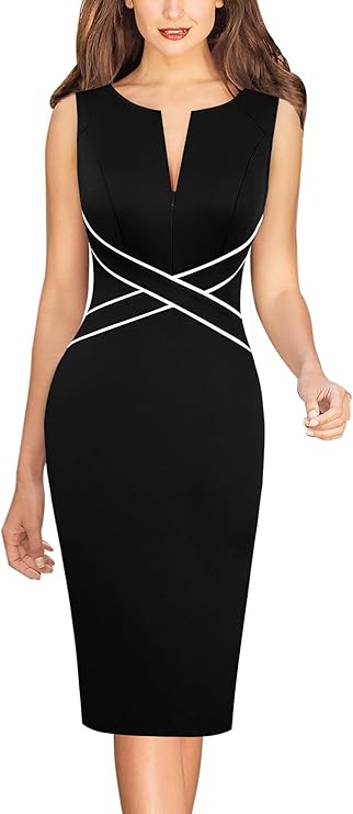 Vestido feminino com com zíper frontal, para trabalho, negócios, escritório, festa