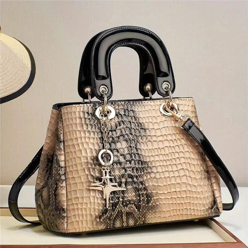 Bolsa luxuosa com padrão de crocodilo, bolsa crossbody gradiente, bolsa elegante para mulheres