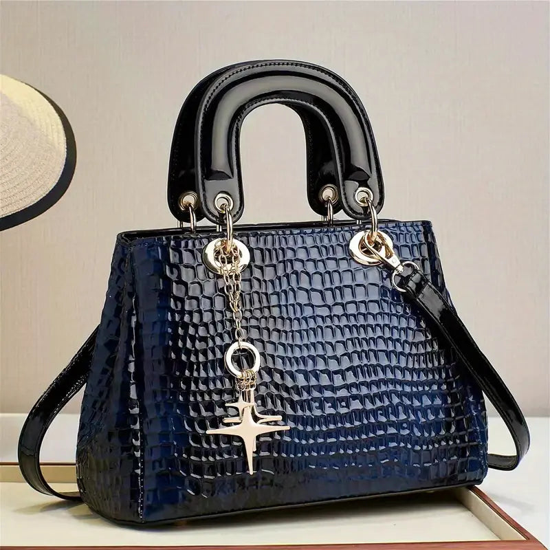 Bolsa luxuosa com padrão de crocodilo, bolsa crossbody gradiente, bolsa elegante para mulheres