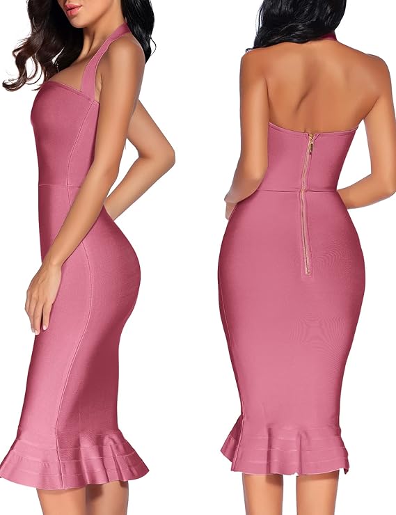 Vestido de festa feminino, decote em V, frente única