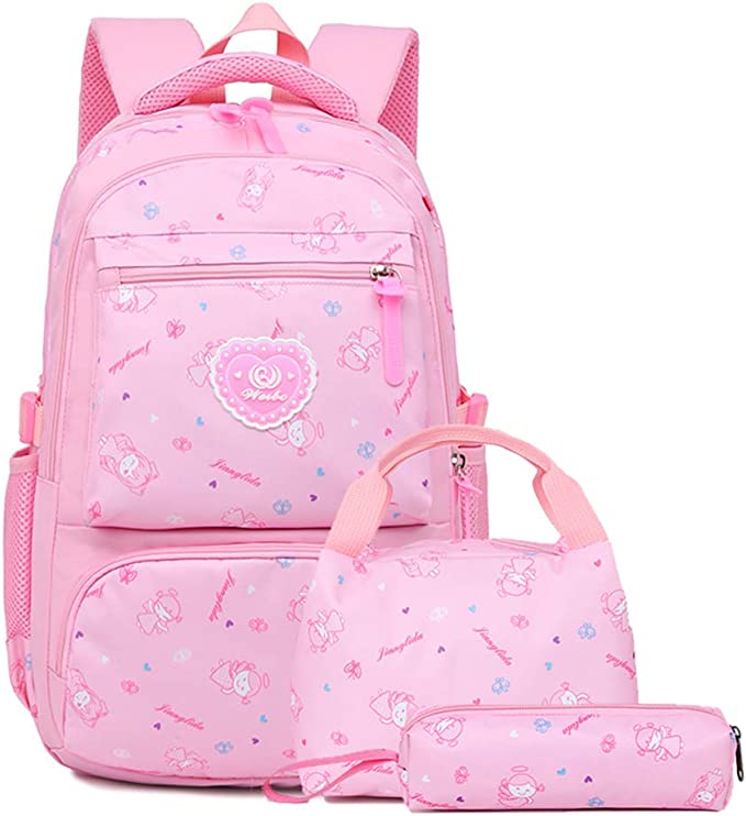 Conjunto  3 peças de mochilas escolares com kits de lanche e material