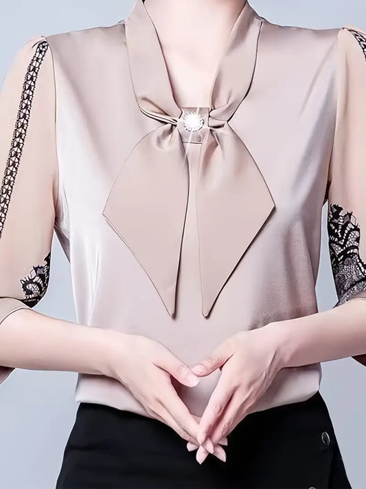 Blusa manga curta de chiffon