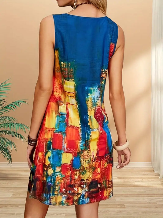 Vestido sem mangas Color Block