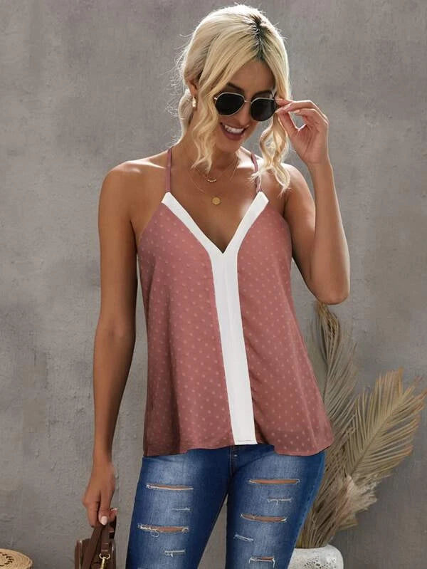 Blusa  com detalhe Y contraste