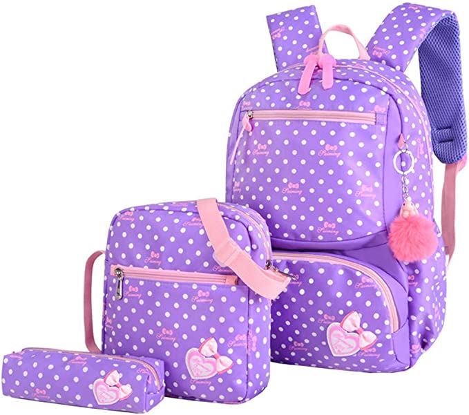 Conjunto  3 peças de mochilas escolares com kits de lanche e material