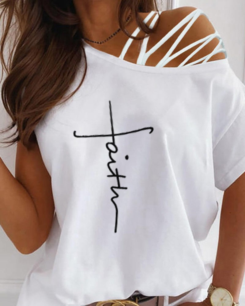 Camiseta de ombro frio faith