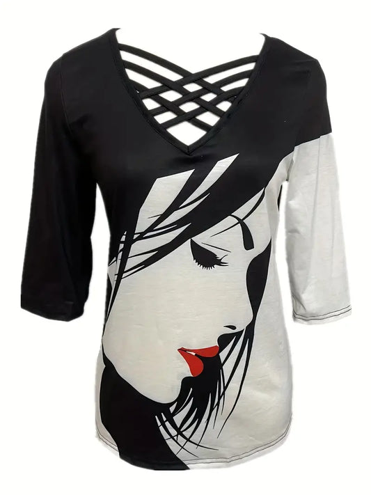 Camiseta Criss Cross com estampa de figuras