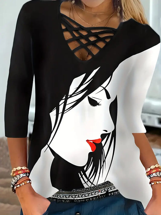 Camiseta Criss Cross com estampa de figuras