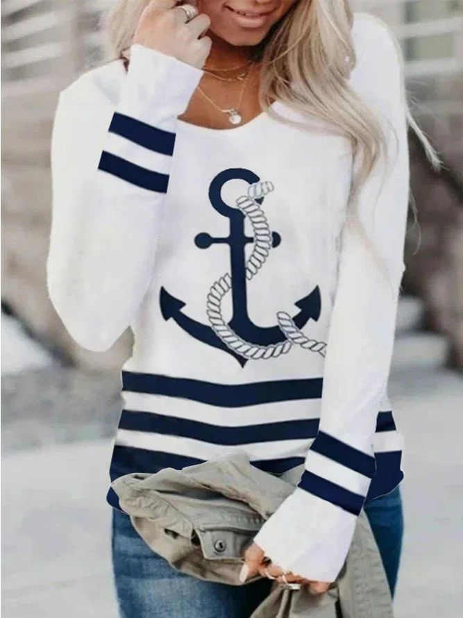 Camiseta gola redonda Anchor Sea Cartoon