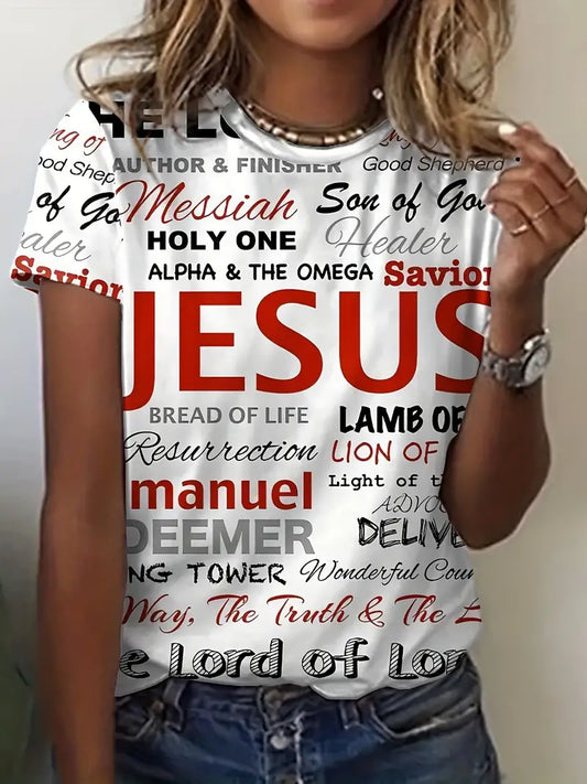 Camiseta cristã com estampa de Jesus