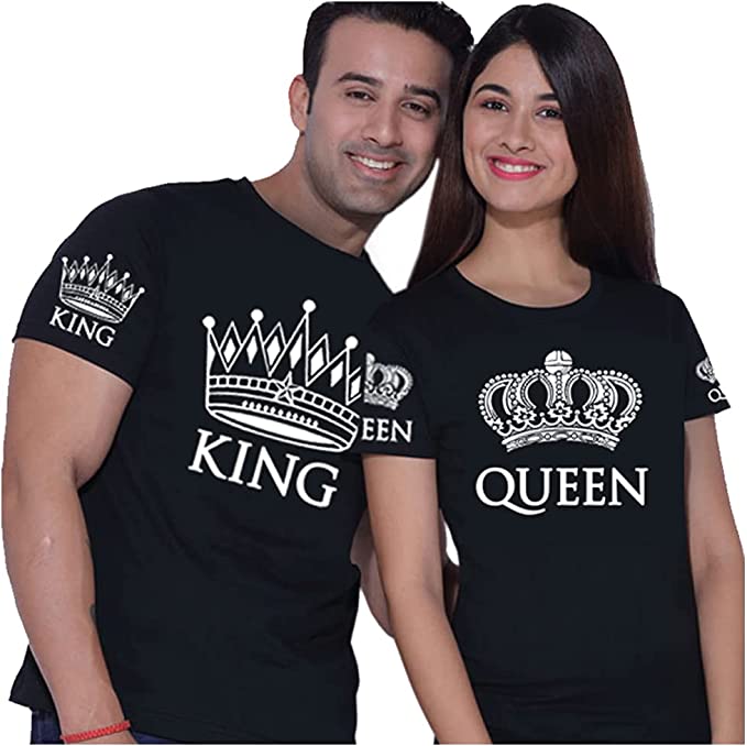 1 Par de camisetes King and Queen para namorados