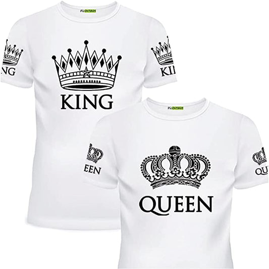 1 Par de camisetes King and Queen para namorados