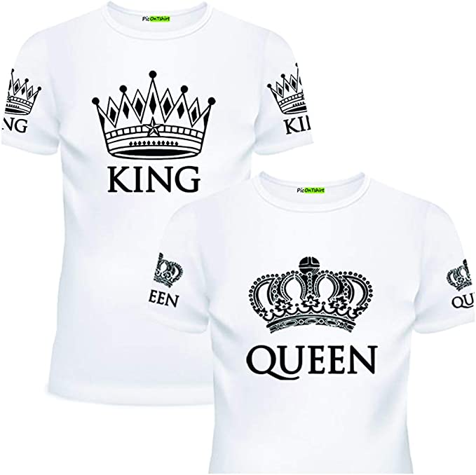 1 Par de camisetes King and Queen para namorados