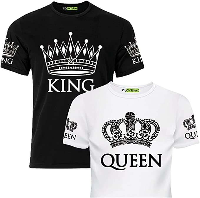 1 Par de camisetes King and Queen para namorados