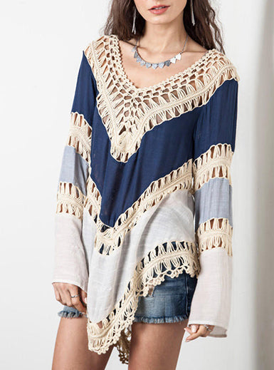 Blusa Estilo Pancho - Manga Comprida