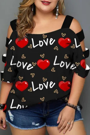 Camisetas casuais plus size com estampa vazada