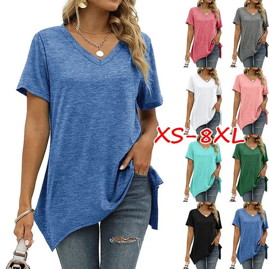 Blusas de verão com decote em V profundo e manga curta Blusas
