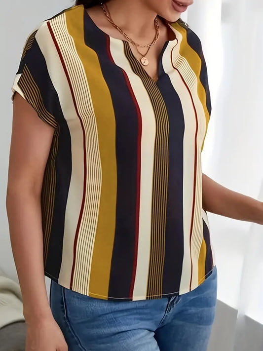 Camisa de manga curta com estampa listrada