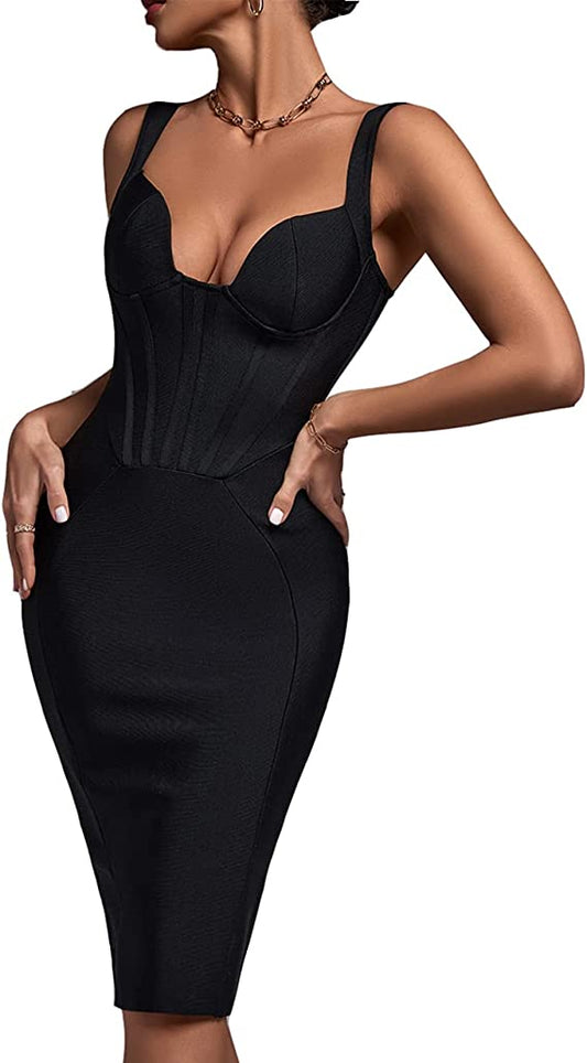 Vestidos de celebridade sem mangas estilo Bodycon de bandagem