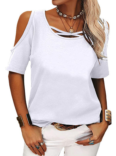 Blusa decote redondo com tiras