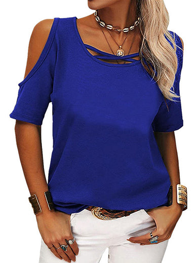 Blusa decote redondo com tiras