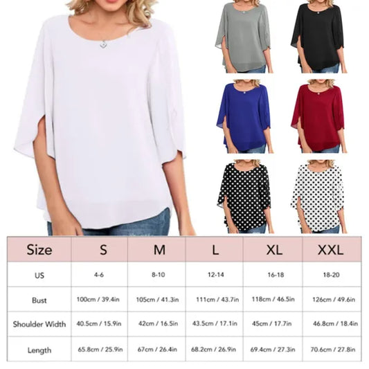 Blusa elegante com manga dupla chiffon